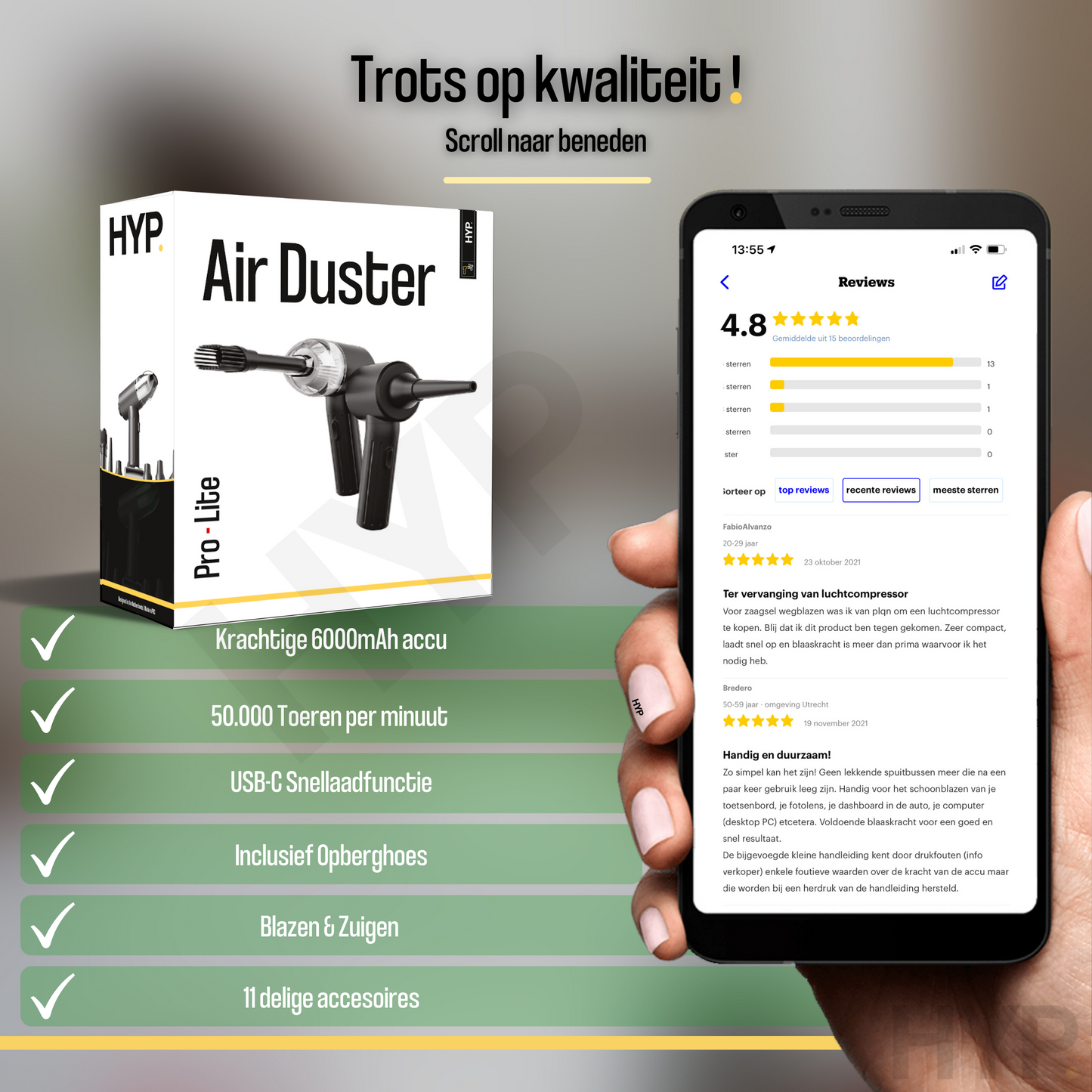 Air Duster Pro Lite 50K Zuigen & Blazen