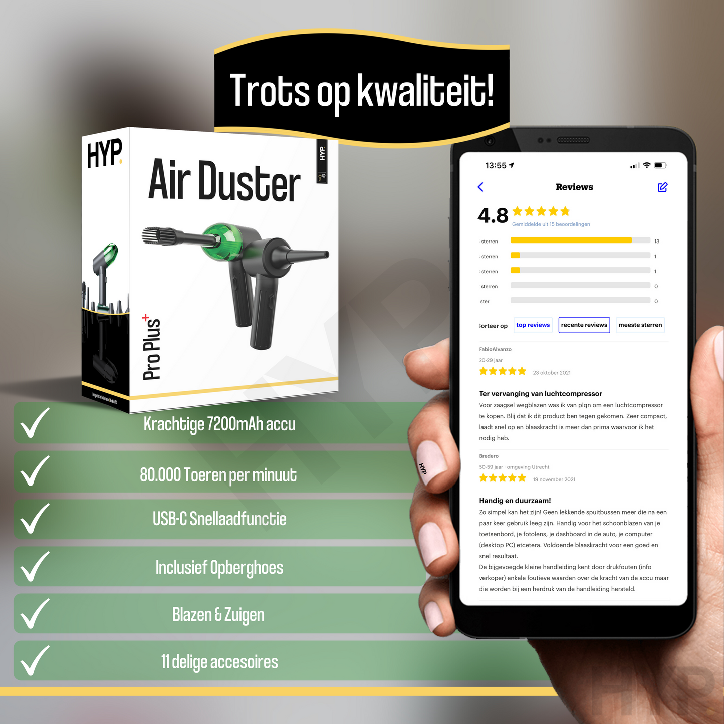 Air Duster Pro Plus 90K Zuigen & Blazen